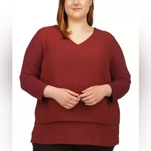 MICHAEL Michael Kors Plus Mixed Media Layered-Hem Top